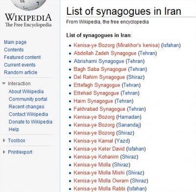 Listes des synagogues en Iran