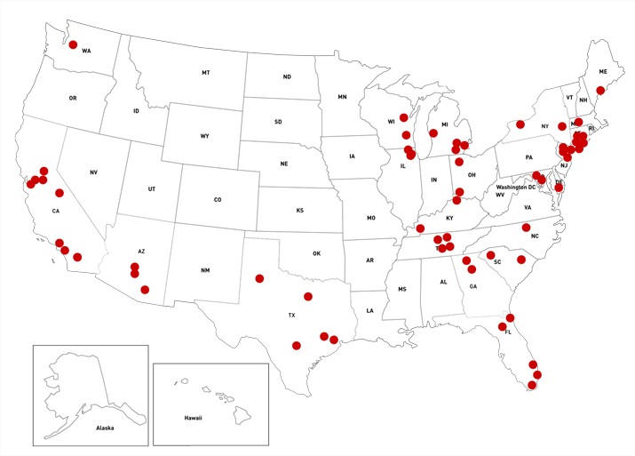 carte des actes islamophes aux Etats Unis