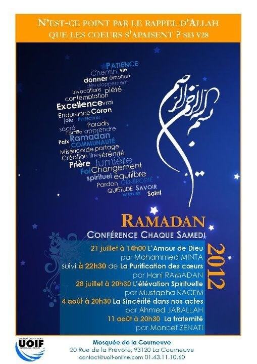 Mosquée de La courneuve programme Ramadan 2012